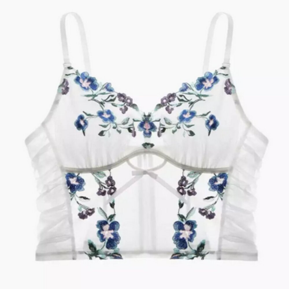 White floral Embroidered Bustier - 36 A/B